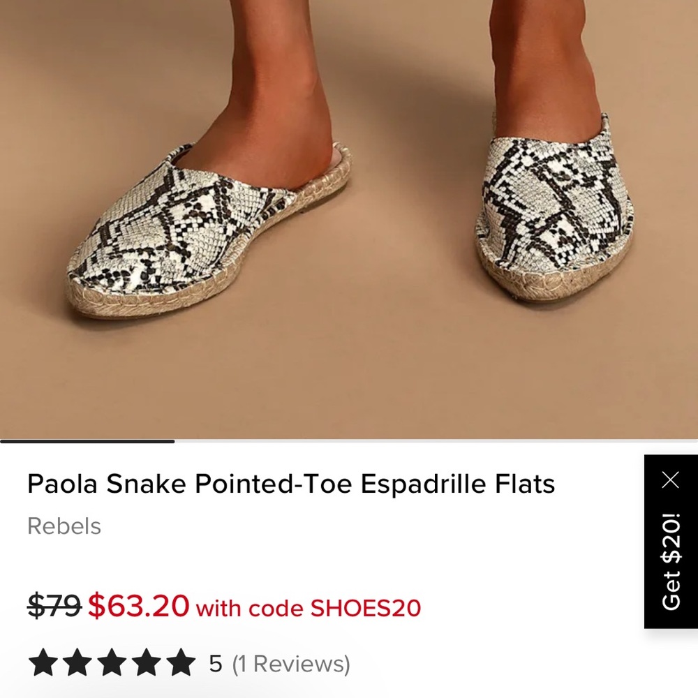 Rebels Snake Print Espadrille Flats